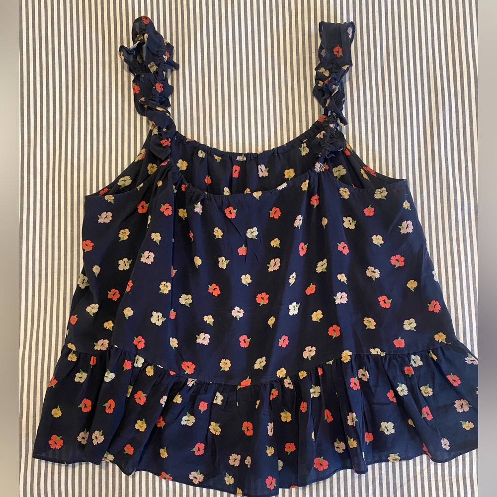 Madewell Silk Ruffle-Strap Cami Top in Confetti Floral